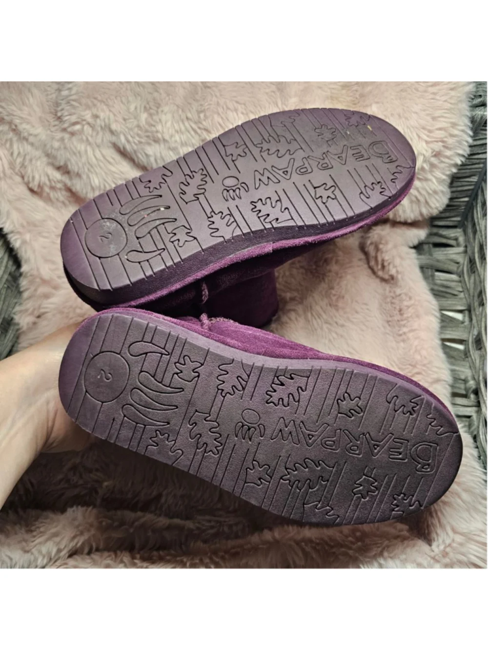 Bearpaw Emma Youth Suede Boots - Purple Short Shearling Winter Boots